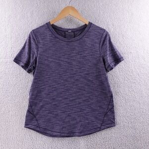 Lululemon Athletica Purple Heathered Short Sleeve Athletic T Shirt Top Women 8